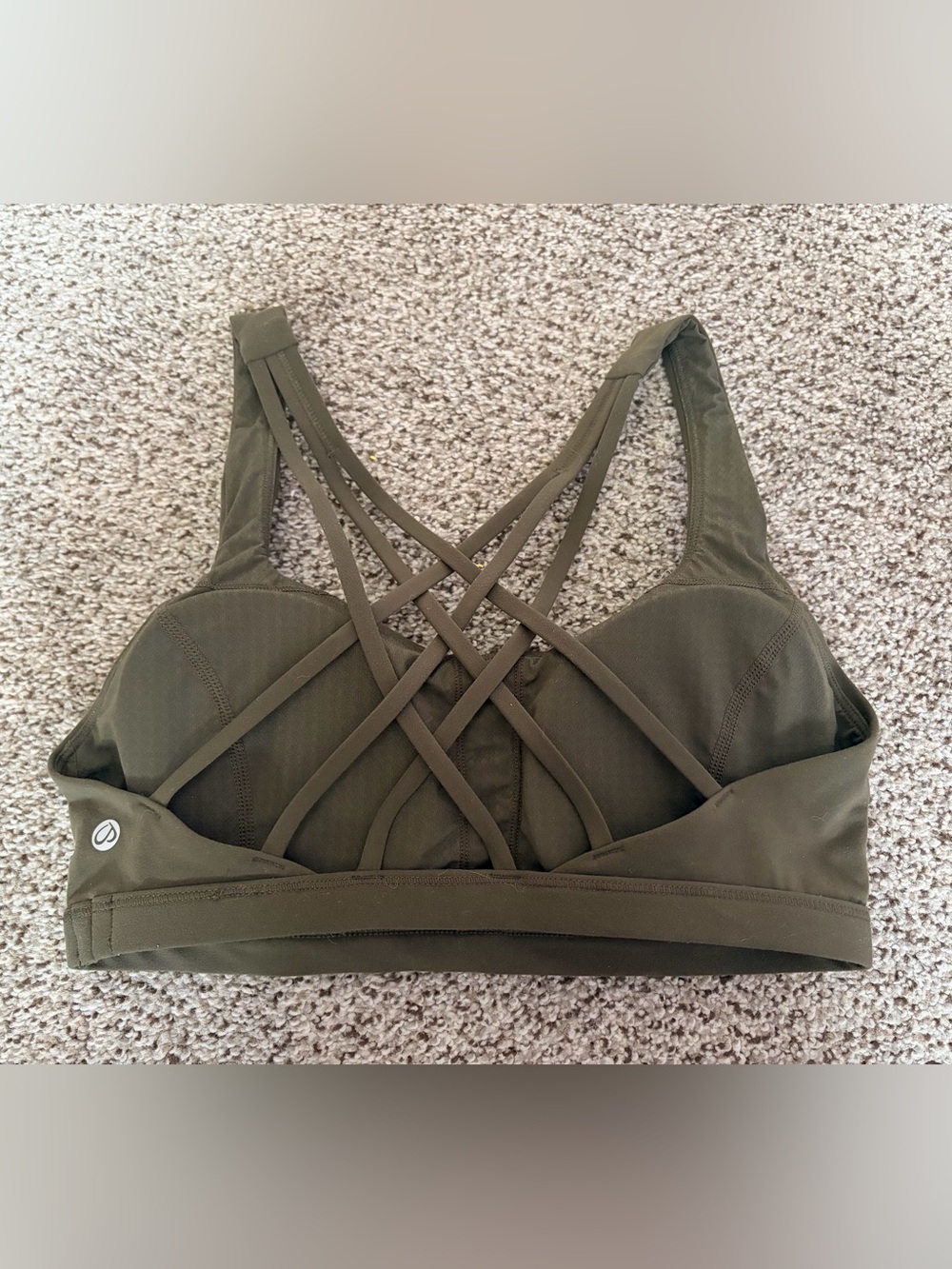 CRZ Yoga Olive Green Strappy Back Sports Bra xs